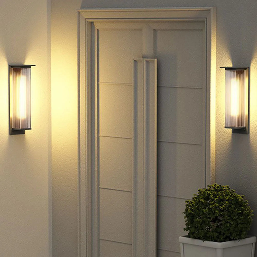 Rectangular Outdoor Wall Lamp Metal LED IP68 Waterproof Modern Design Garden Terrace Veranda Facade Black | Sansoti