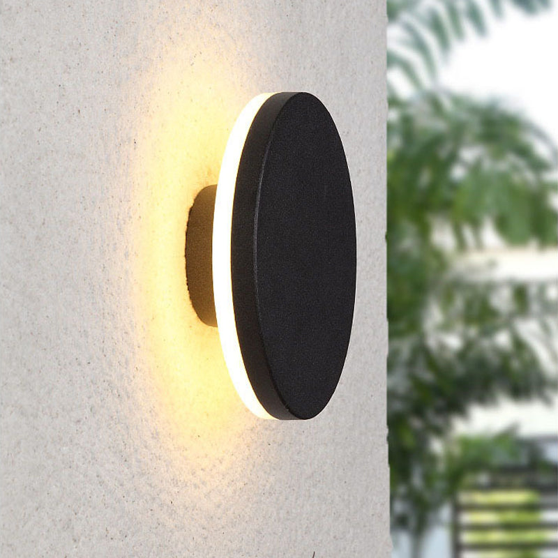 Minimalistische LED-Außenwandleuchte aus Metall, rund oder quadratisch, wasserdicht nach IP65, Gartenbeleuchtung für Flur und Terrasse | Sansoti