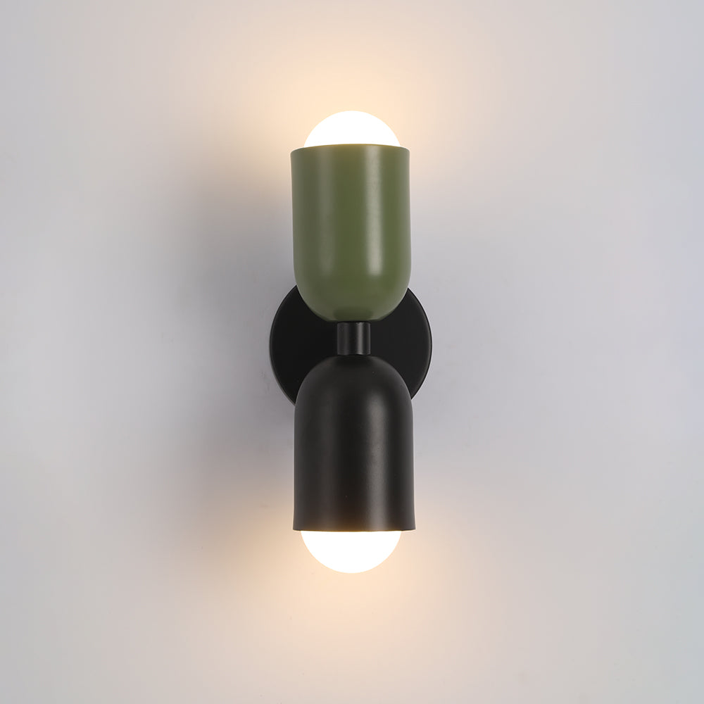 Moderne Metall-Wandleuchte LED Duo mit farbenfrohem pulverbeschichtetem Design für Schlafzimmer und stimmungsvolles Wohnzimmer | Sansoti