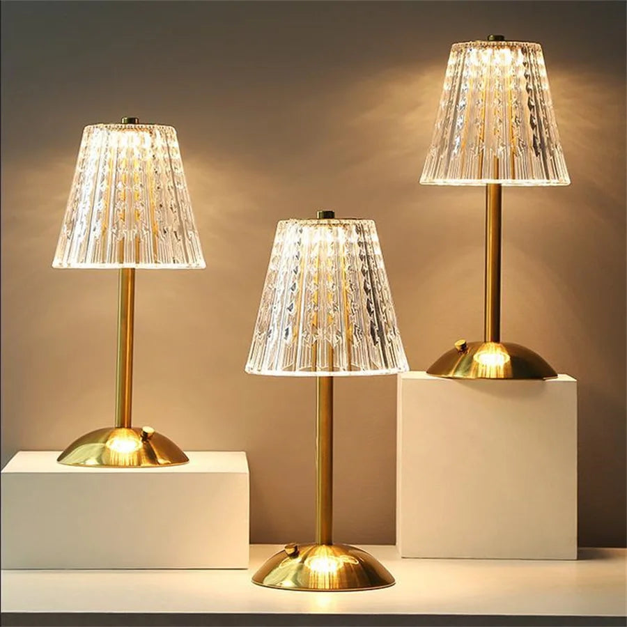Tafellamp Touch Dimbaar LED Kristal Goud Aluminium Acryl Slaapkamer Woonkamer | Sansoti