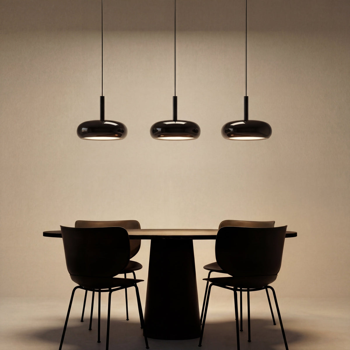 Suspension triple pour îlot de cuisine verre & fer LED réglable design moderne surface d’éclairage 15m² | Sansoti