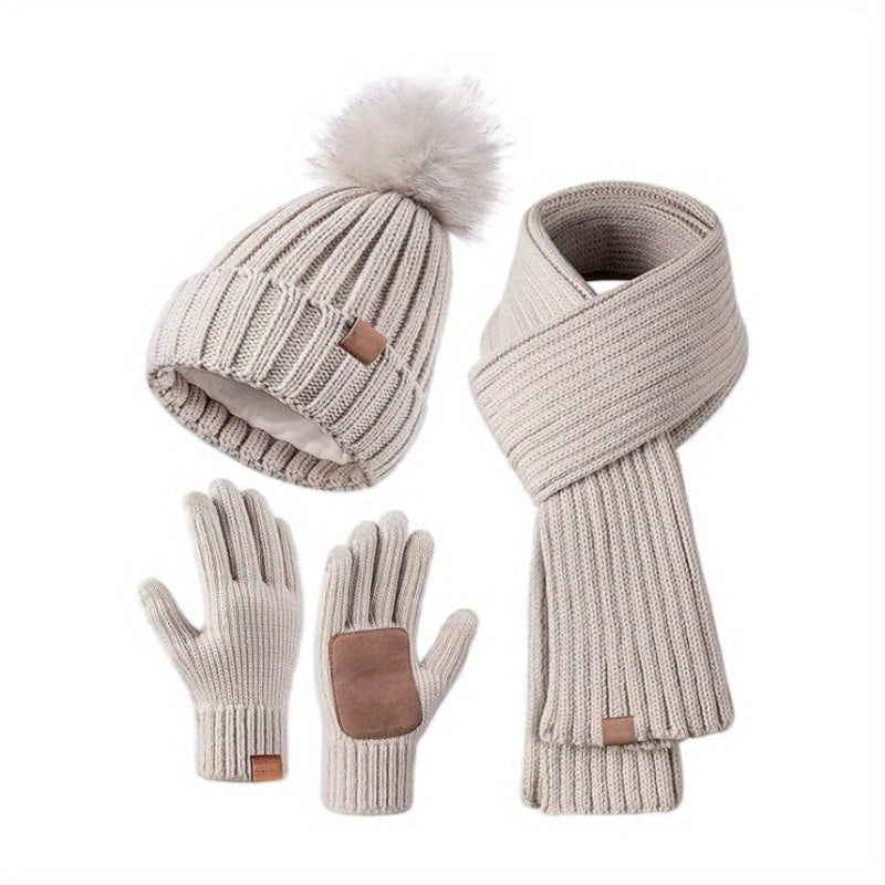 3-in-1 Gebreide Winterset met Muts, Sjaal en Touchscreen Handschoenen | Sansoti