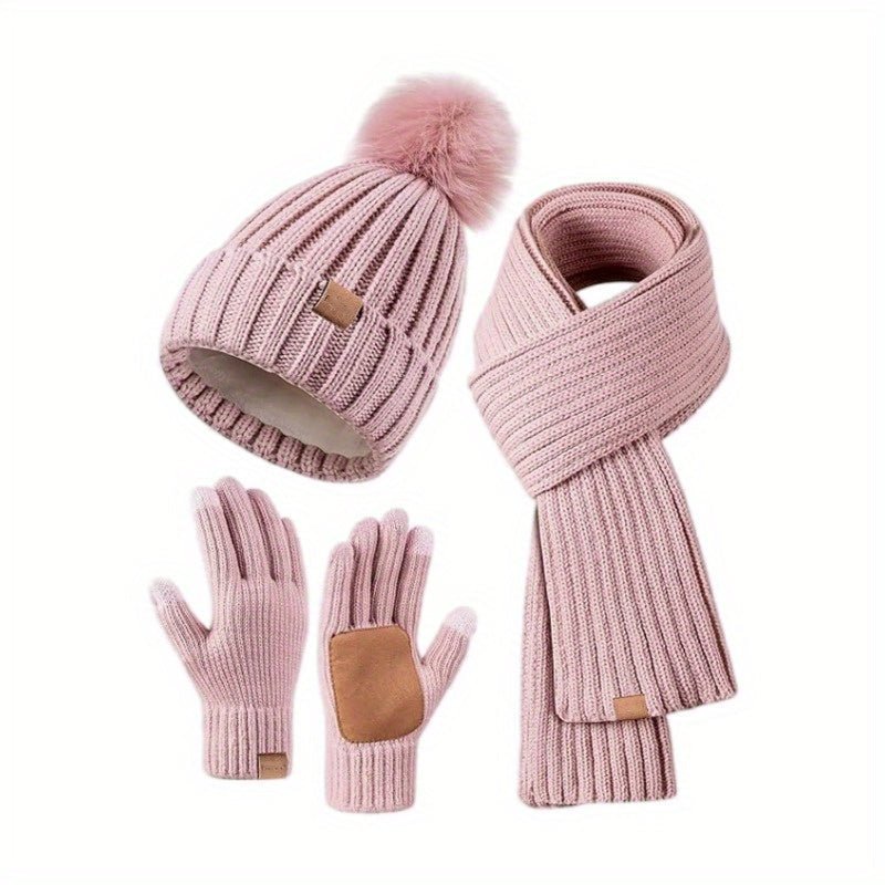 3-in-1 Gebreide Winterset met Muts, Sjaal en Touchscreen Handschoenen | Sansoti