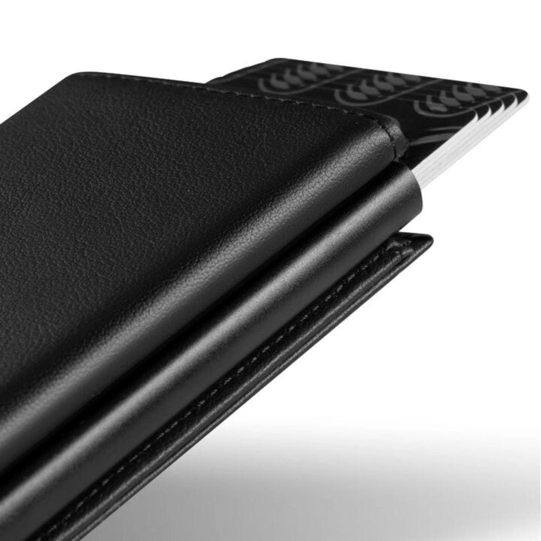 Portemonnee Leer Slim RFID Blokkering 14 Kaarten Aluminium Drukknop Handgemaakt Premium | Sansoti