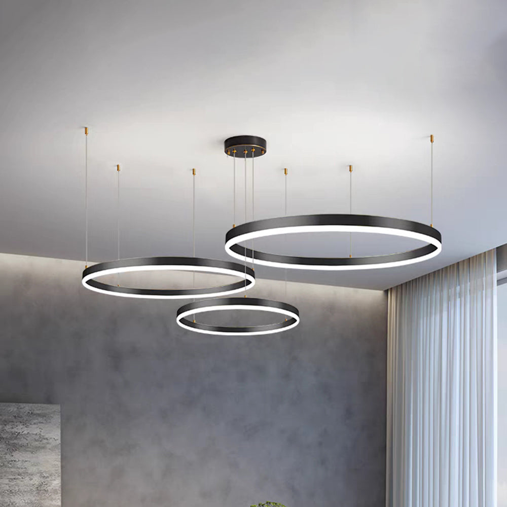 Hängelampe Ring LED Gold Schwarz Metall Acryl Dimmbar Wohnzimmer Esszimmer Schlafzimmer | Restfield