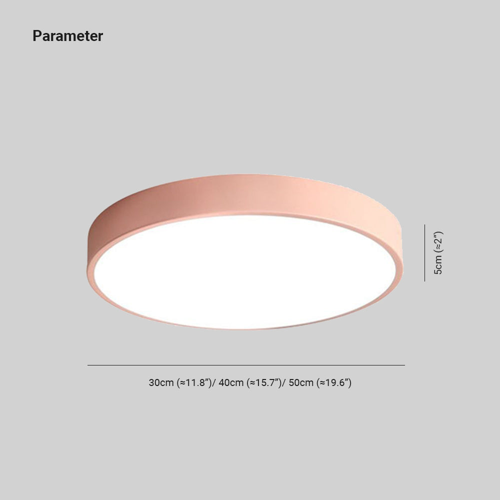Runde LED-Deckenleuchte aus Metall und Acryl in Gelb, Blau, Grün, Rosa und Grau für Wohnzimmer, Schlafzimmer und Kinderzimmer, modern | Sansoti
