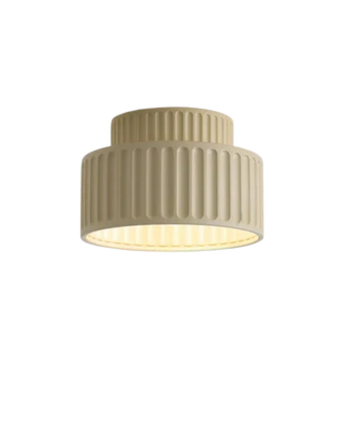 Geribde plafondlamp van hars met zachte sfeerverlichting | Sansoti