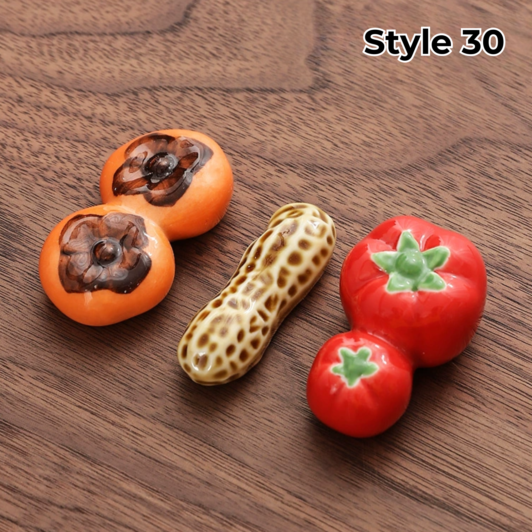 Support à baguettes en céramique avec motifs animaux et fruits – Lot de 3 | Sansoti