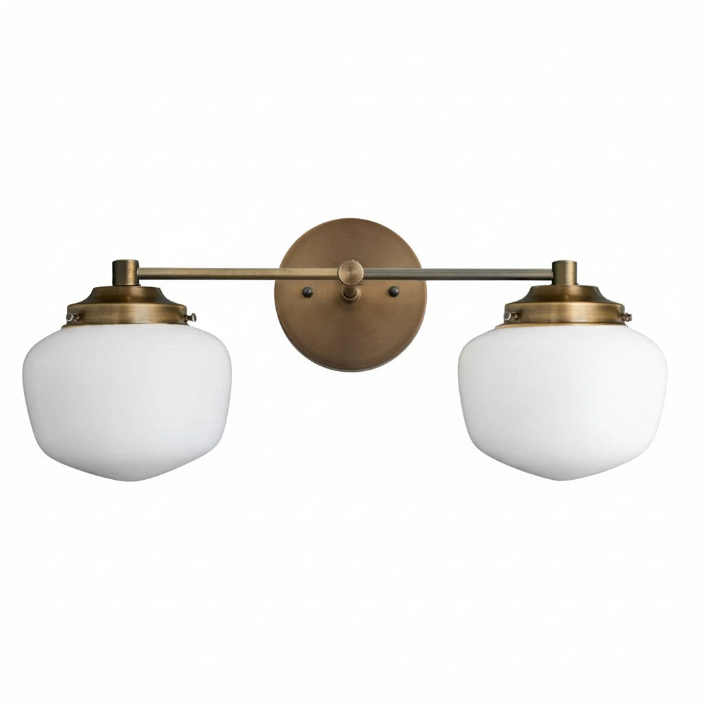 Globe Wandlamp Klassieke Badkamer Schoolhouse Verlichting Mat Opaal Glas voor Spiegel en Wastafel | Sansoti