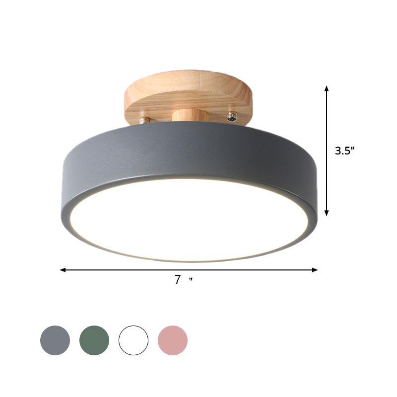 Trommel Plafondlamp LED Hout Scandinavisch Design Gang Hal Slaapkamer Woonkamer Modern Verlichtingsarmatuur | Sansoti