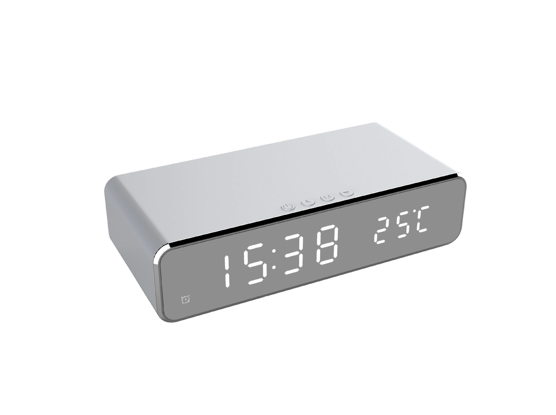 Réveil numérique avec chargeur sans fil pour smartphone, table de chevet, grand affichage LED, chambre, noir gris | Sansoti