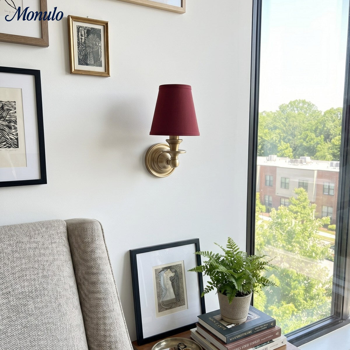 Wandlamp met stoffen kap en zwanenhalsarm – smeedijzeren armatuur met verstelbare leeslamp | Sansoti