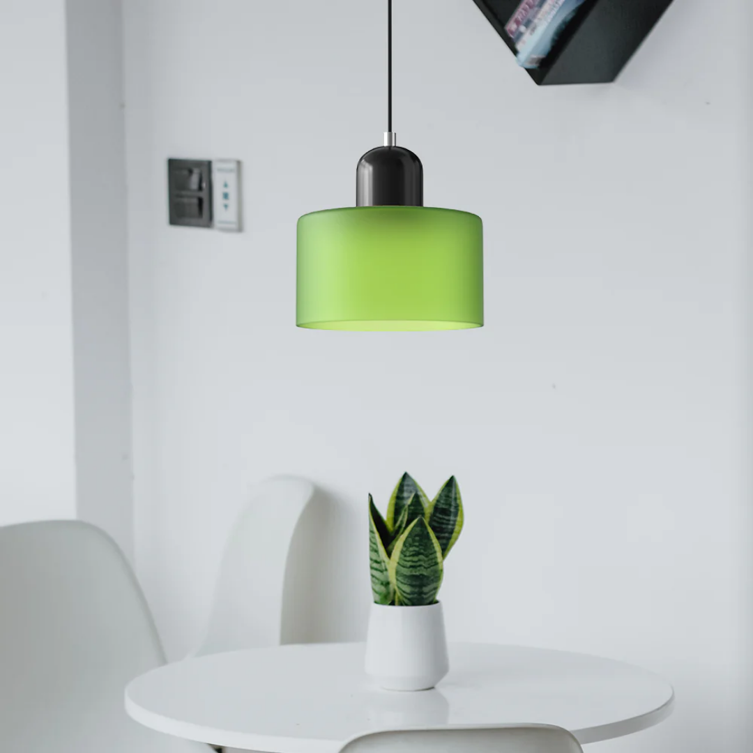Lismeno Retro Hanglamp Glas 15cm Groen Oranje Eettafel Keuken Vintage Verlichting Compact | Sansoti
