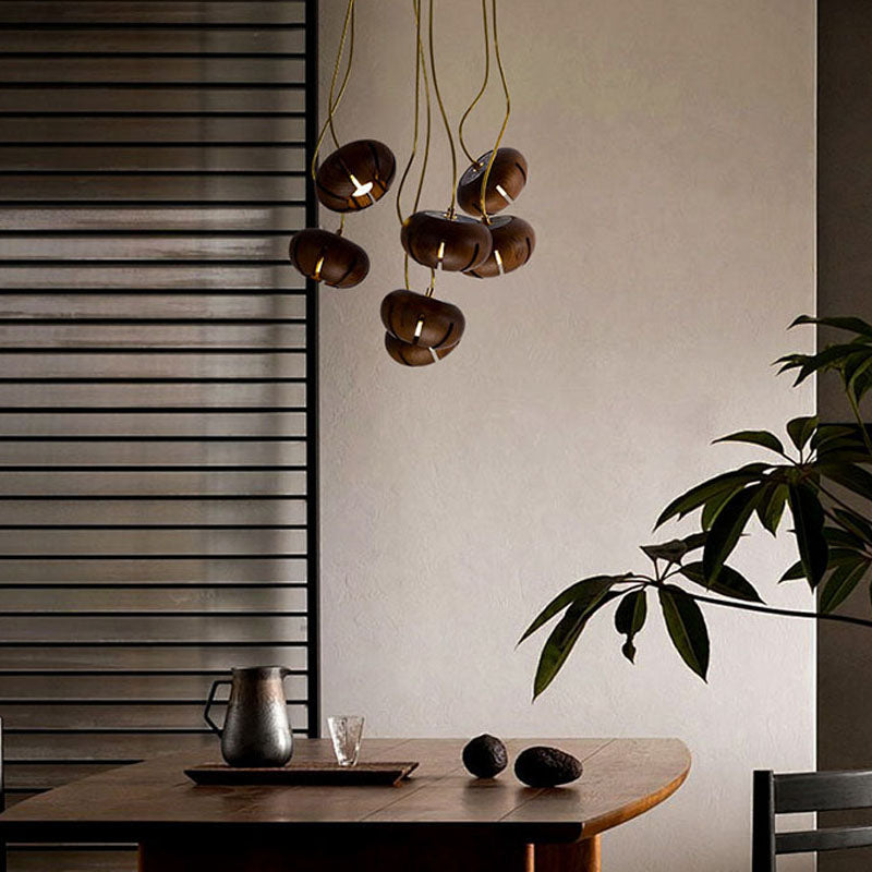 Wooden Cluster Chandelier with Multiple Lights Ceiling Lamp for Dining Room Bedroom Living Room Lighting | Sansoti