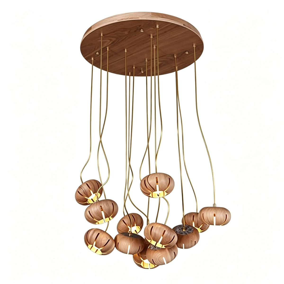 Wooden Cluster Chandelier with Multiple Lights Ceiling Lamp for Dining Room Bedroom Living Room Lighting | Sansoti