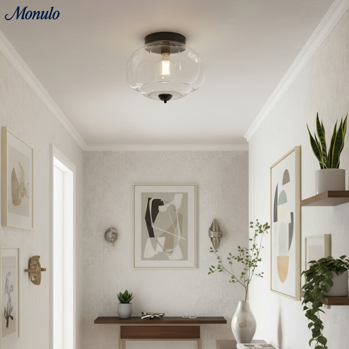 Retro Plafondlamp met Melkglazen Kap – Verfijnde Semi-Flush Mount Verlichting voor Moderne Interieurs | Sansoti