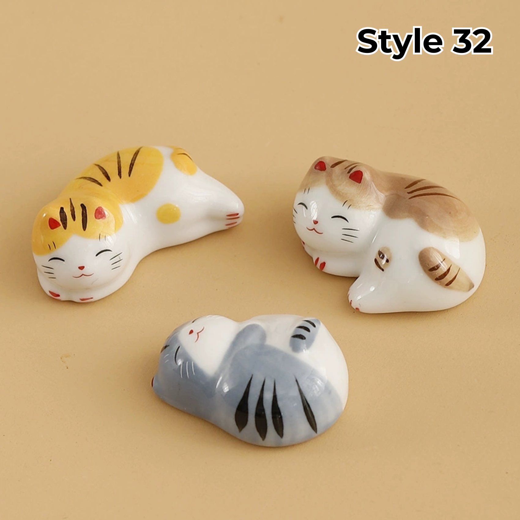 Support à baguettes en céramique avec motifs animaux et fruits – Lot de 3 | Sansoti