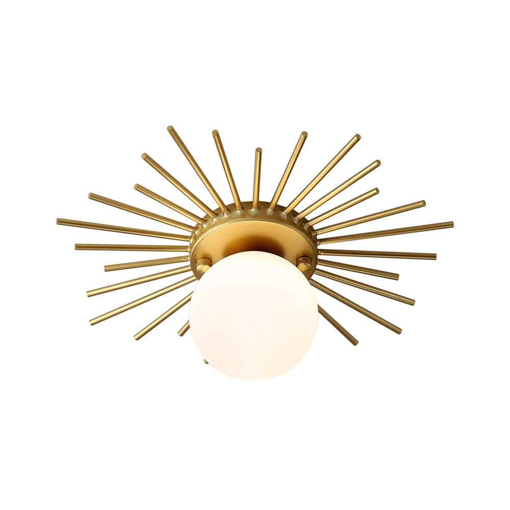 Glazen Plafondlamp Bol Matglas Minimalistisch Goud 25 cm 1 Lichtpunt Scandinavisch Design | Sansoti