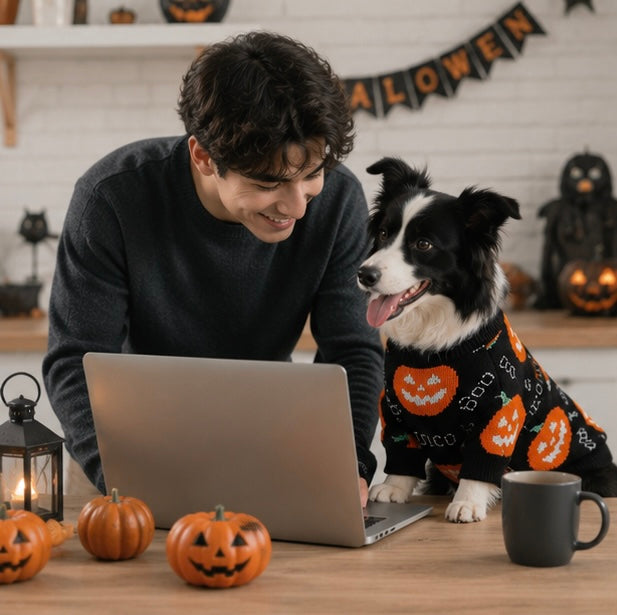 Pumpkin Pattern Knitted Pet Sweater for Dog and Cat, Halloween Winter Warm Festive Comfortable Costume | Sansoti
