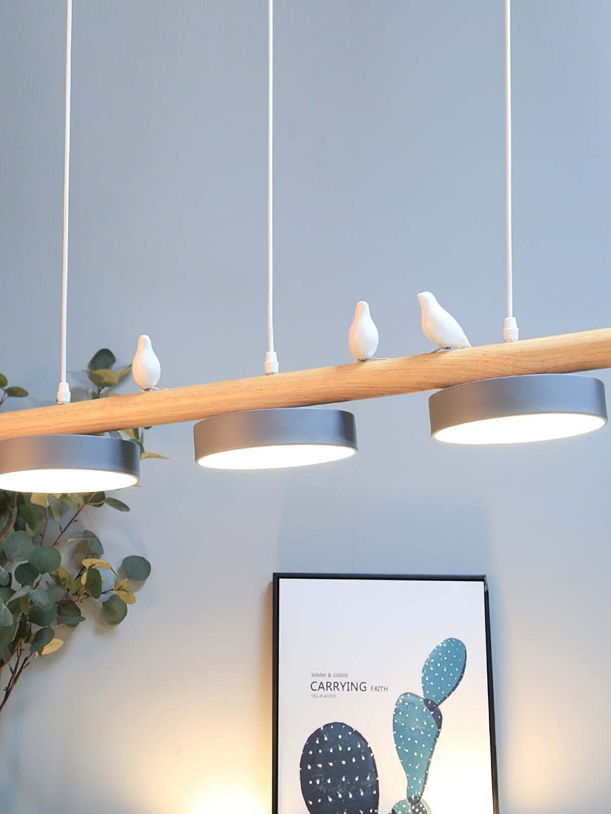 Hanglamp Hout Design Vogelvorm Drie Kappen Scandinavisch Keukeneiland | Sansoti