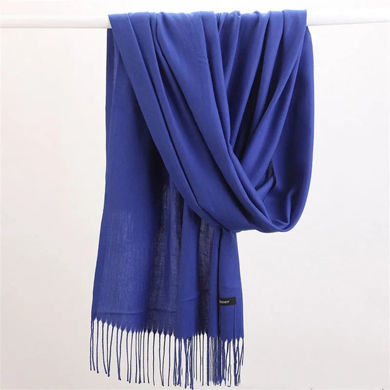 Solid Cashmere Scarf 175cm Winter Accessory Warm Luxury Soft Stylish Fashionable Timeless Elegant for Women | Sansoti