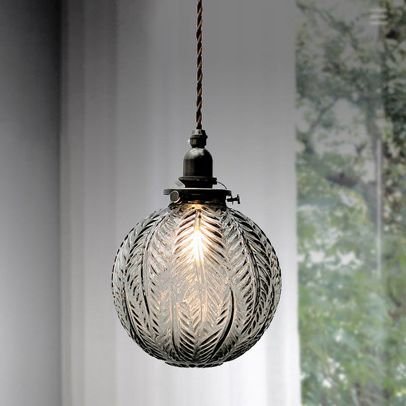 Glazen Hanglamp met Veerdesign – Rookgrijs of Transparant Glas – E14 Fitting – Koloniale Stijl | Sansoti