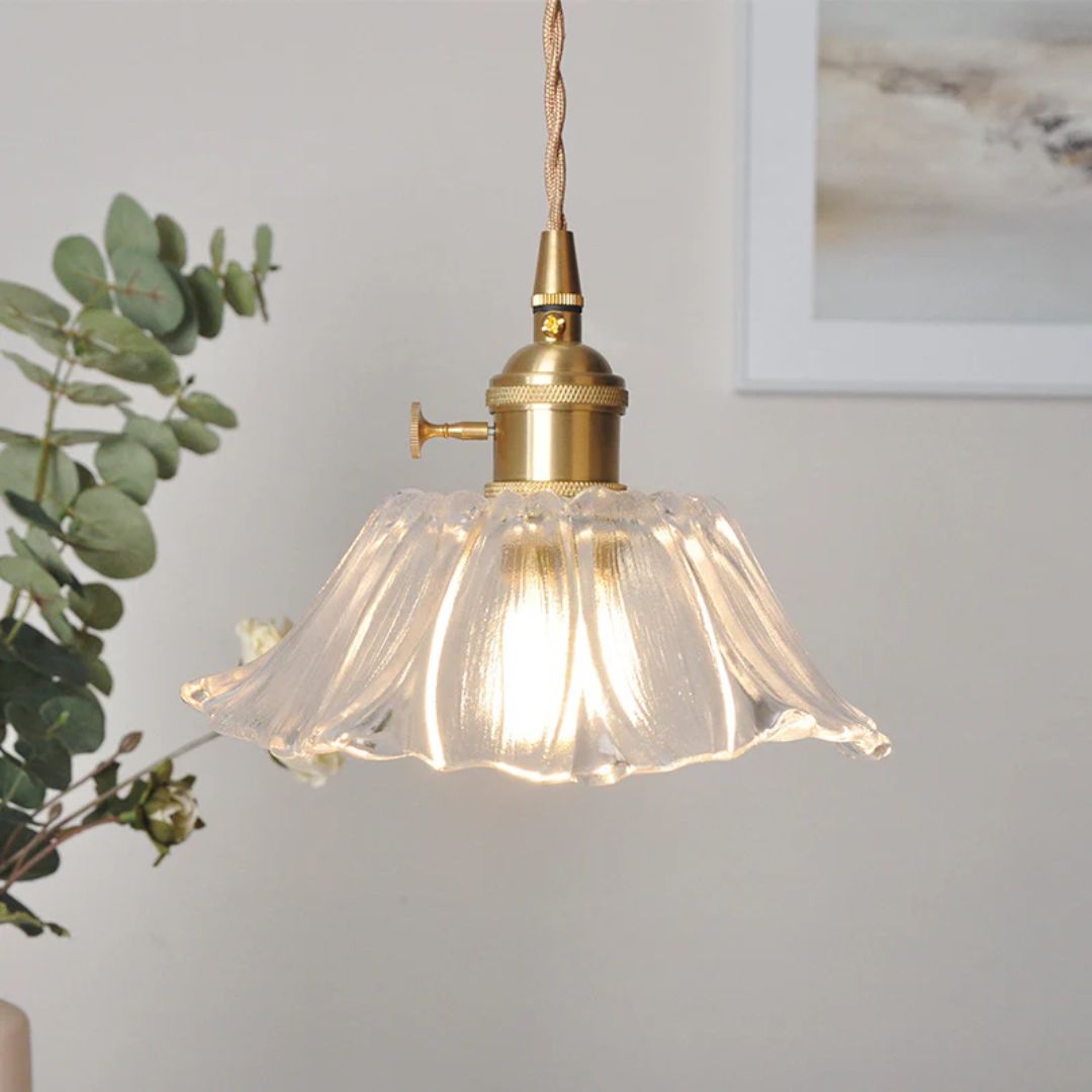 Cullivan Flower Hanglamp Glas Metaal Rood E27 Eettafel Verlichting Vintage Bloem Lamp Hal Sfeerverlichting | Sansoti
