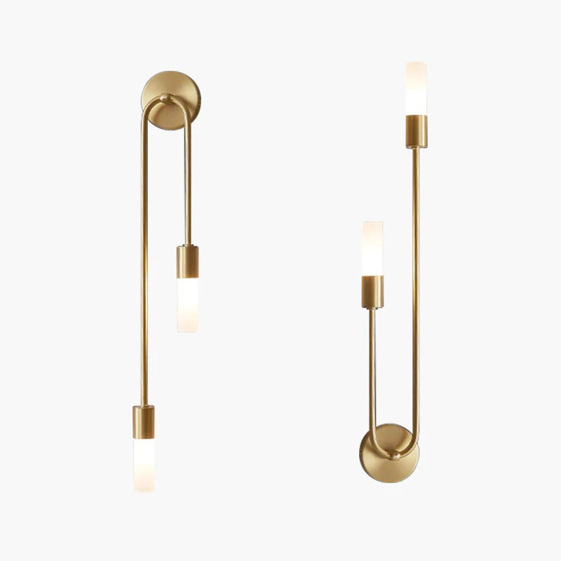 Lineaire LED Wandlamp Goud 2-Lichts Modern Scandinavisch Design Warm Wit Verlichting Woonkamer Slaapkamer | Sansoti