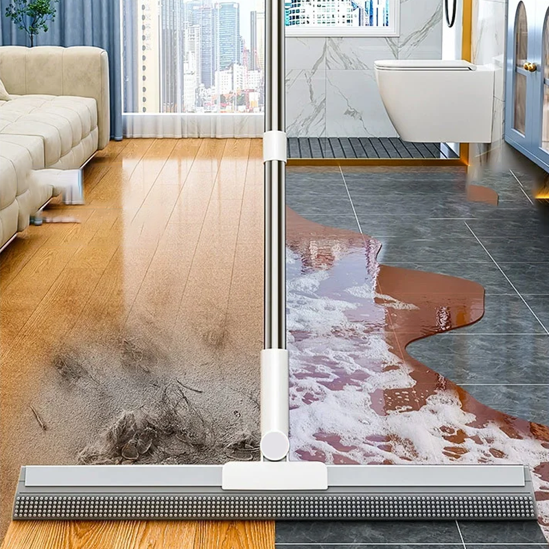 Bodenwischer mit Gummilippe und TPE-Bürsten 30cm 50cm Multifunktionale Reinigung für Hartböden | Sansoti