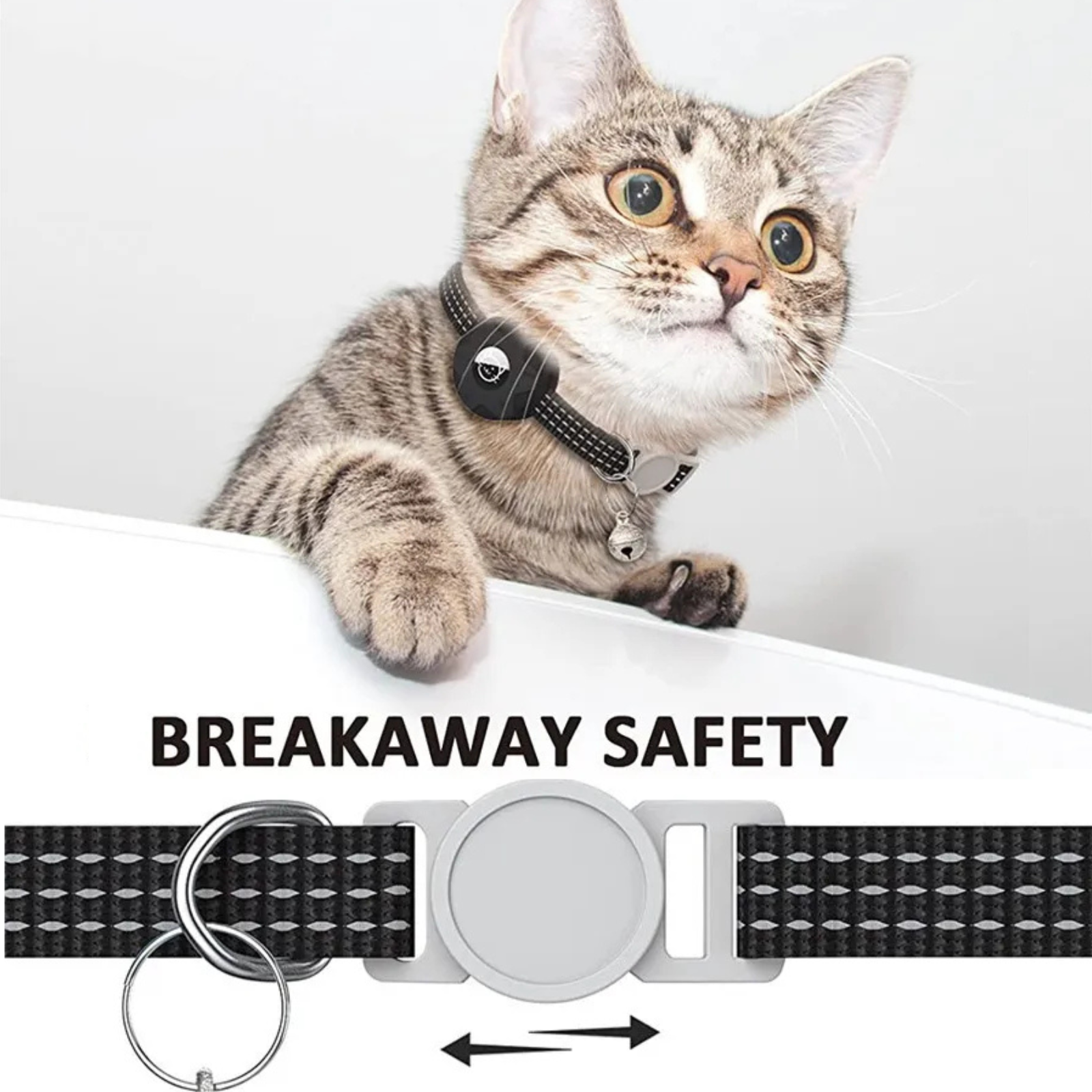 Huisdier Tracker Halsband Polyester Kunststof Zwart Reflecterend Kat Hond Android Zonder GPS Compact Lichtgewicht | Sansoti