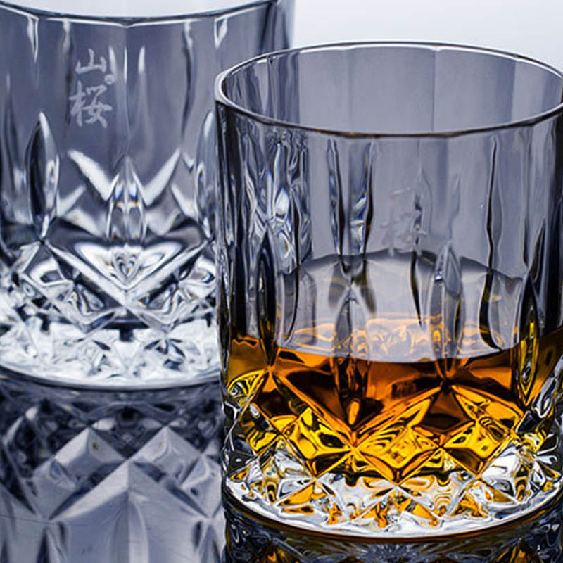 Japans Whiskyglas met Kersenbloesem Reliëf 320ml Hittebestendig Glas voor Whisky Cocktails Cognac Premium Drinkglas Traditioneel Handwerk Stijlvol Cadeau | Sansoti