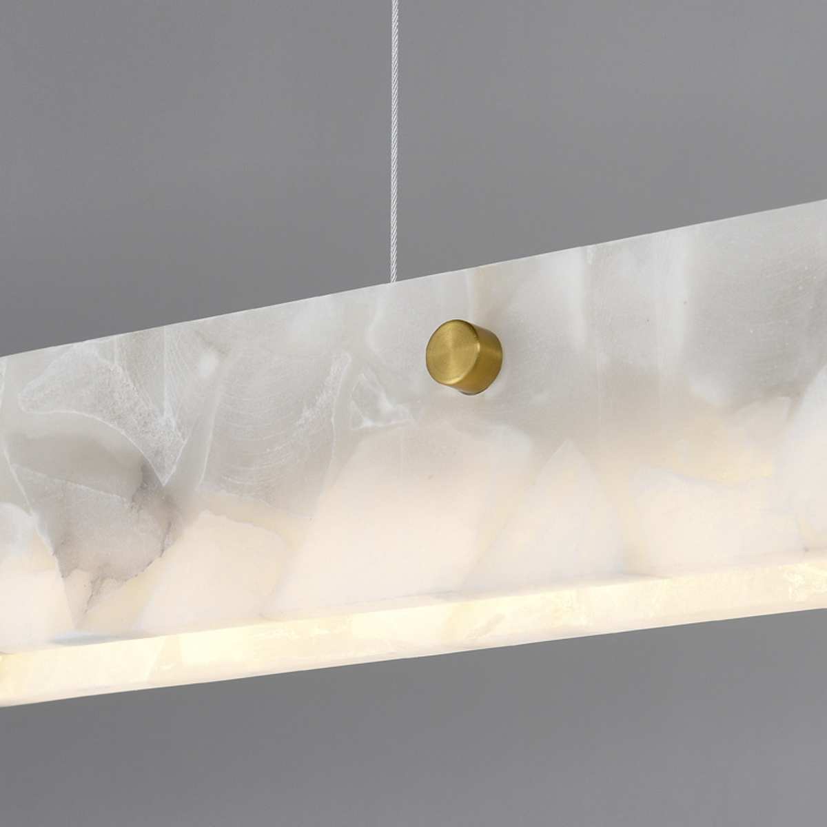 Lineare Pendelleuchte aus Marmor, goldfarbenes Design, Esszimmerleuchte aus Naturstein, LED-Beleuchtung für Kücheninsel und Esstisch | Sansoti