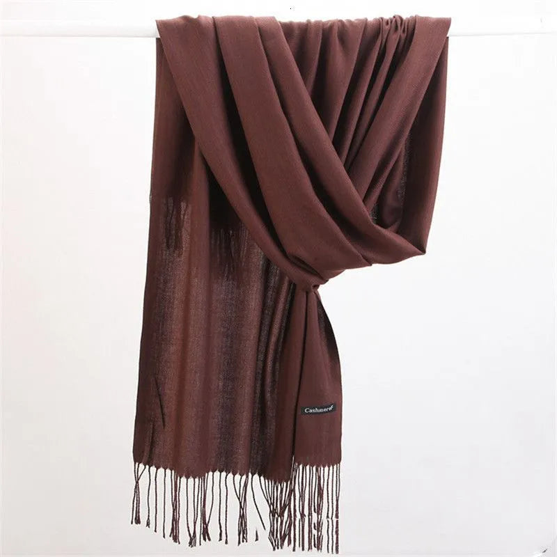Solid Cashmere Scarf 175cm Winter Accessory Warm Luxury Soft Stylish Fashionable Timeless Elegant for Women | Sansoti