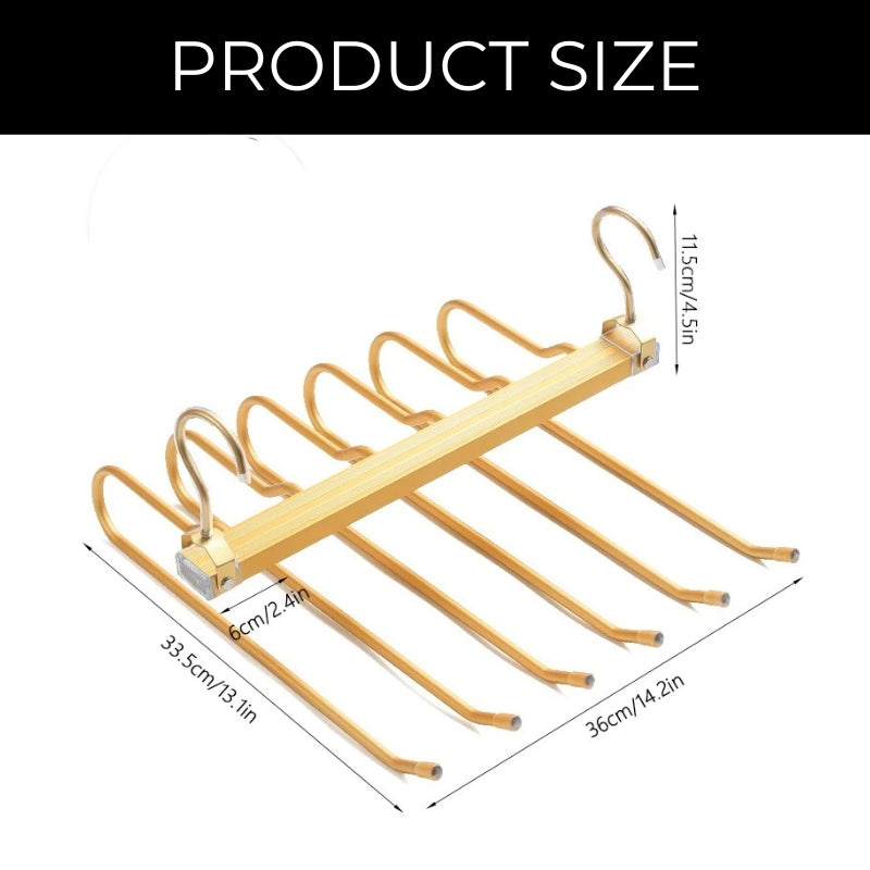 Broekhanger aluminium 6 broeken goud ruimtebesparend kledinghanger kast organizer draaibare hanger anti slip broekhouder | Sansoti