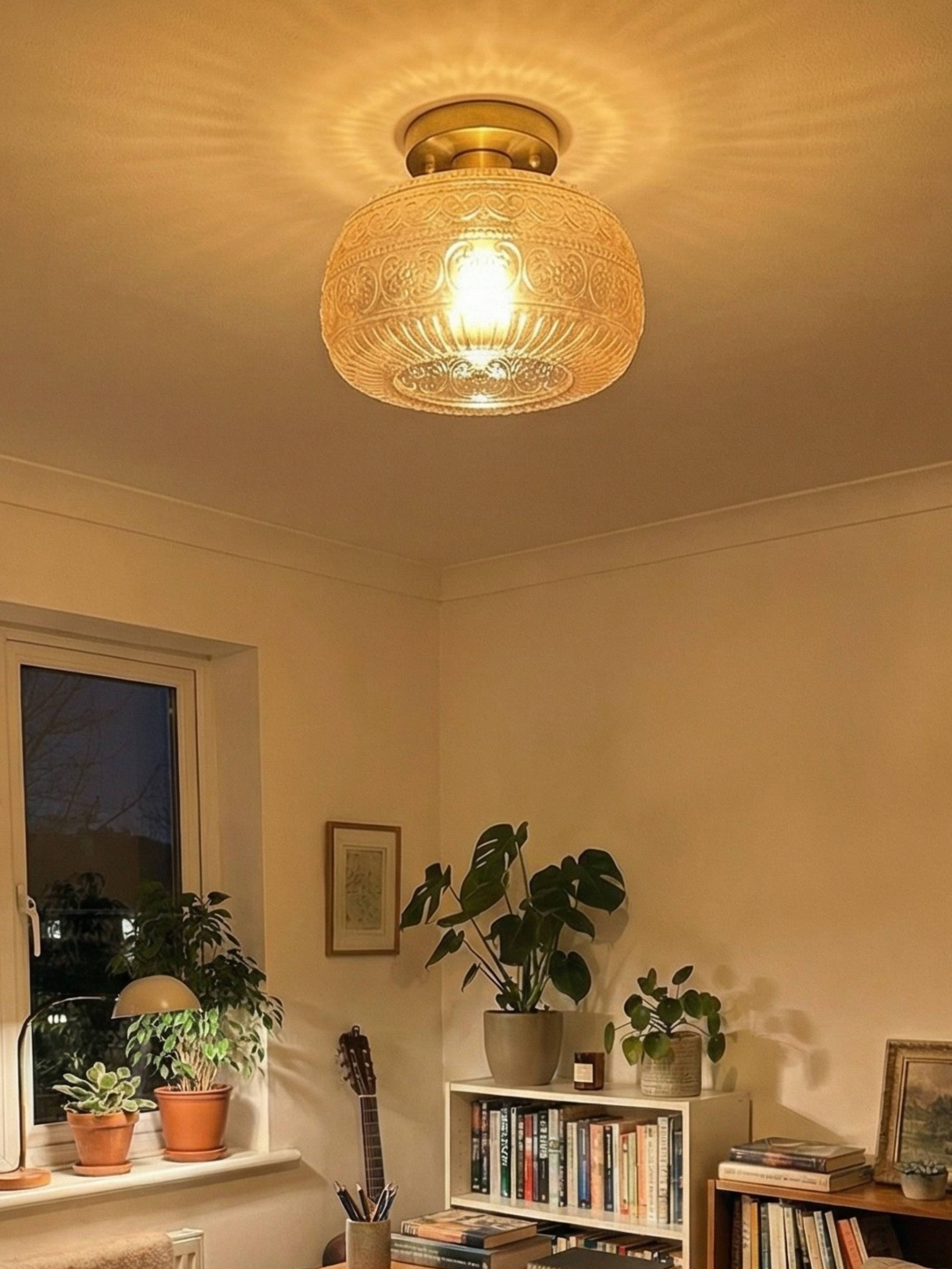 Glazen Bol Plafondlamp Getextureerd Glas Semi-Flush Verlichting voor Elke Ruimte | Sansoti