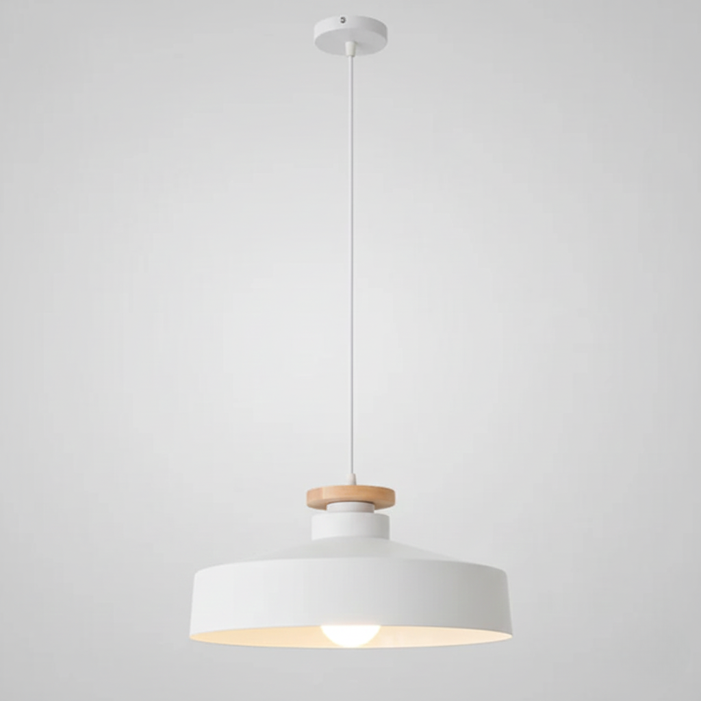 Hanglamp met Houten Kap en Aluminium Accent – Scandinavisch Design voor Eetkamer en Woonkamer | Sansoti