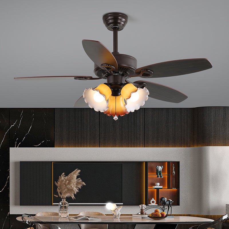 Plafondventilator met Verlichting en Afstandsbediening Klassiek Hout en Glas Ø107cm | Sansoti