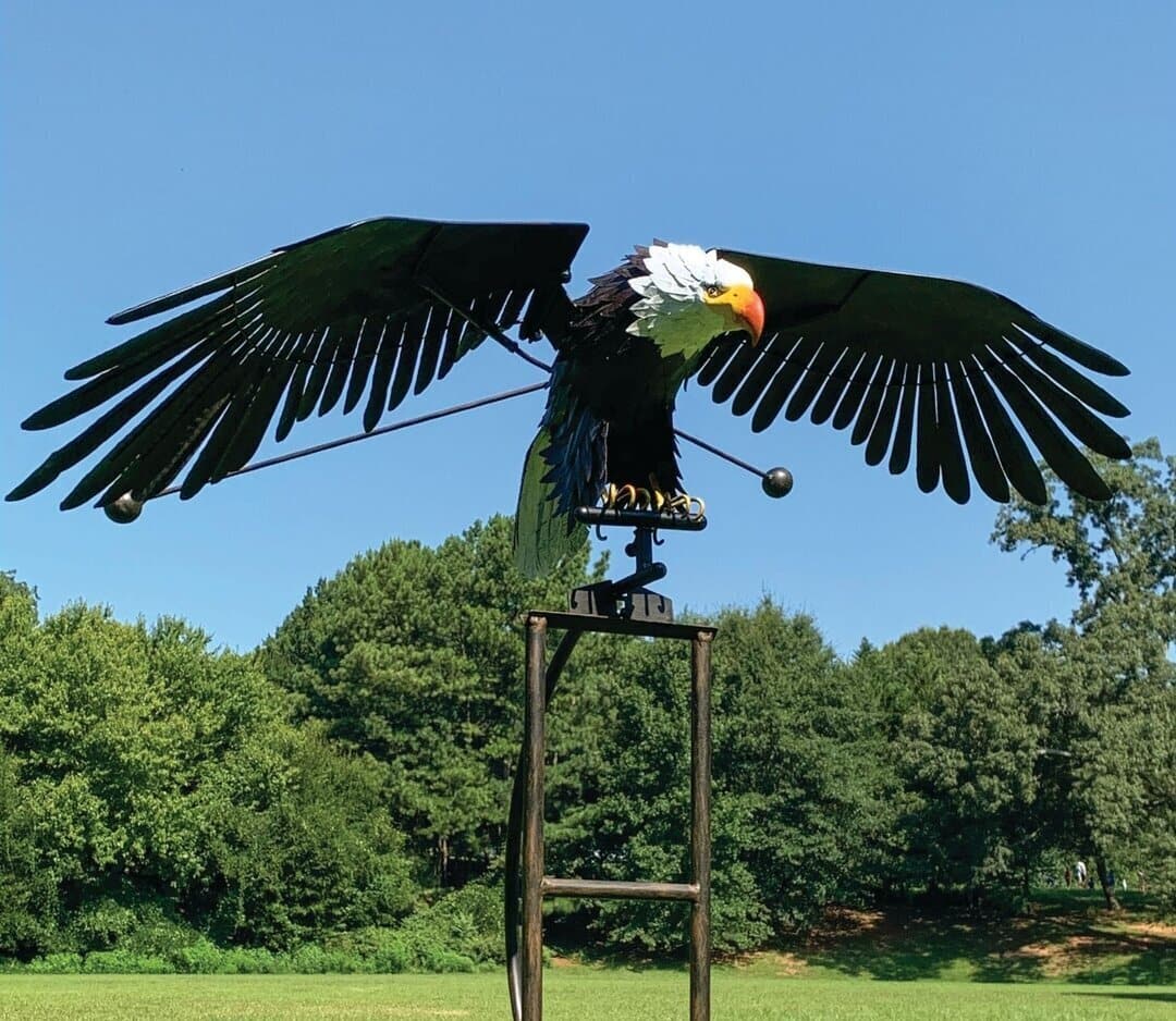 Metalen Vogel Windmolen Tuin Decoratie Weerbestendig Zilver Buiten Tuinornament Bewegende Vleugels Windspinner | Sansoti