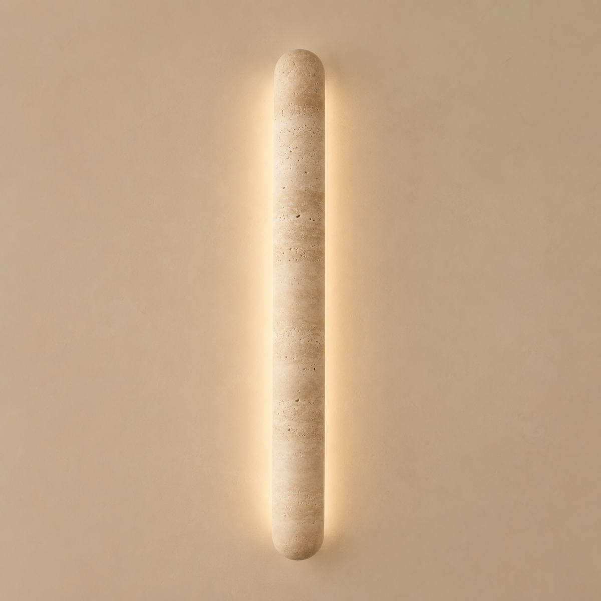 Applique murale cylindrique en pierre naturelle, LED à lumière chaude, travertin, éclairage architectural pour salon et couloir | Sansoti