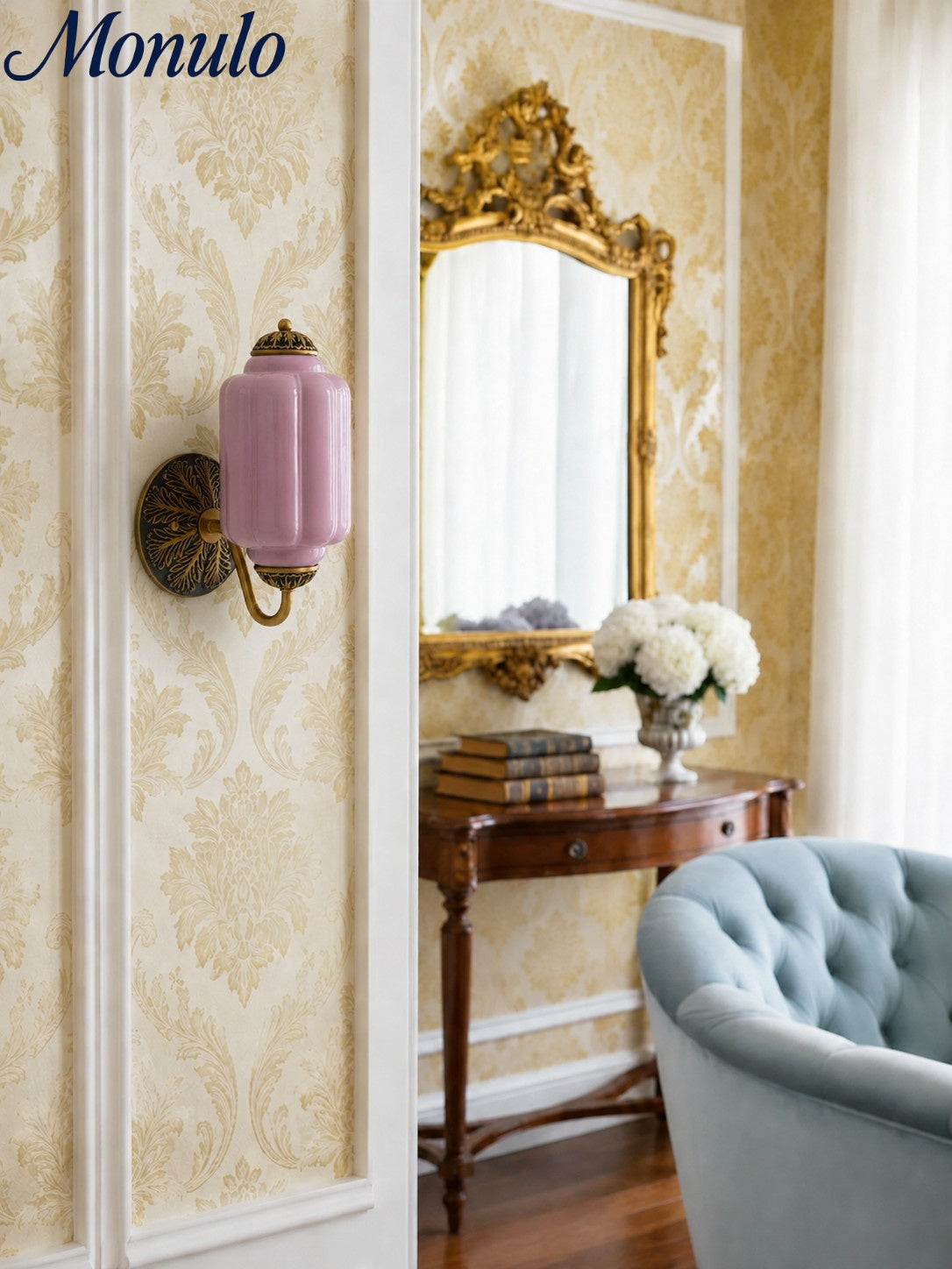 Melkglazen Wandlamp Eloise voor Hal en Slaapkamer | Vintage Wandverlichting met Melkwit Glas | Sansoti