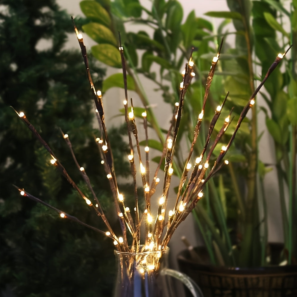 Decoratieve Takverlichting met Bloesem LED Warm Wit op Batterij Sfeerlampen Houten Set 2 Stuks Woonkamer | Sansoti