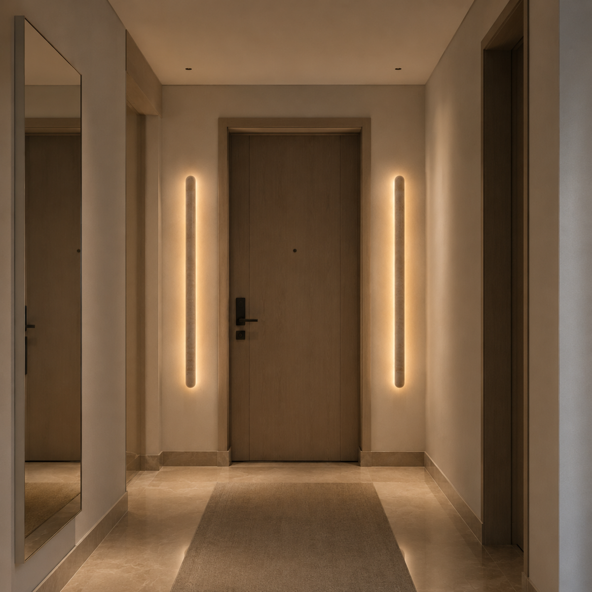 Applique murale cylindrique en pierre naturelle, LED à lumière chaude, travertin, éclairage architectural pour salon et couloir | Sansoti