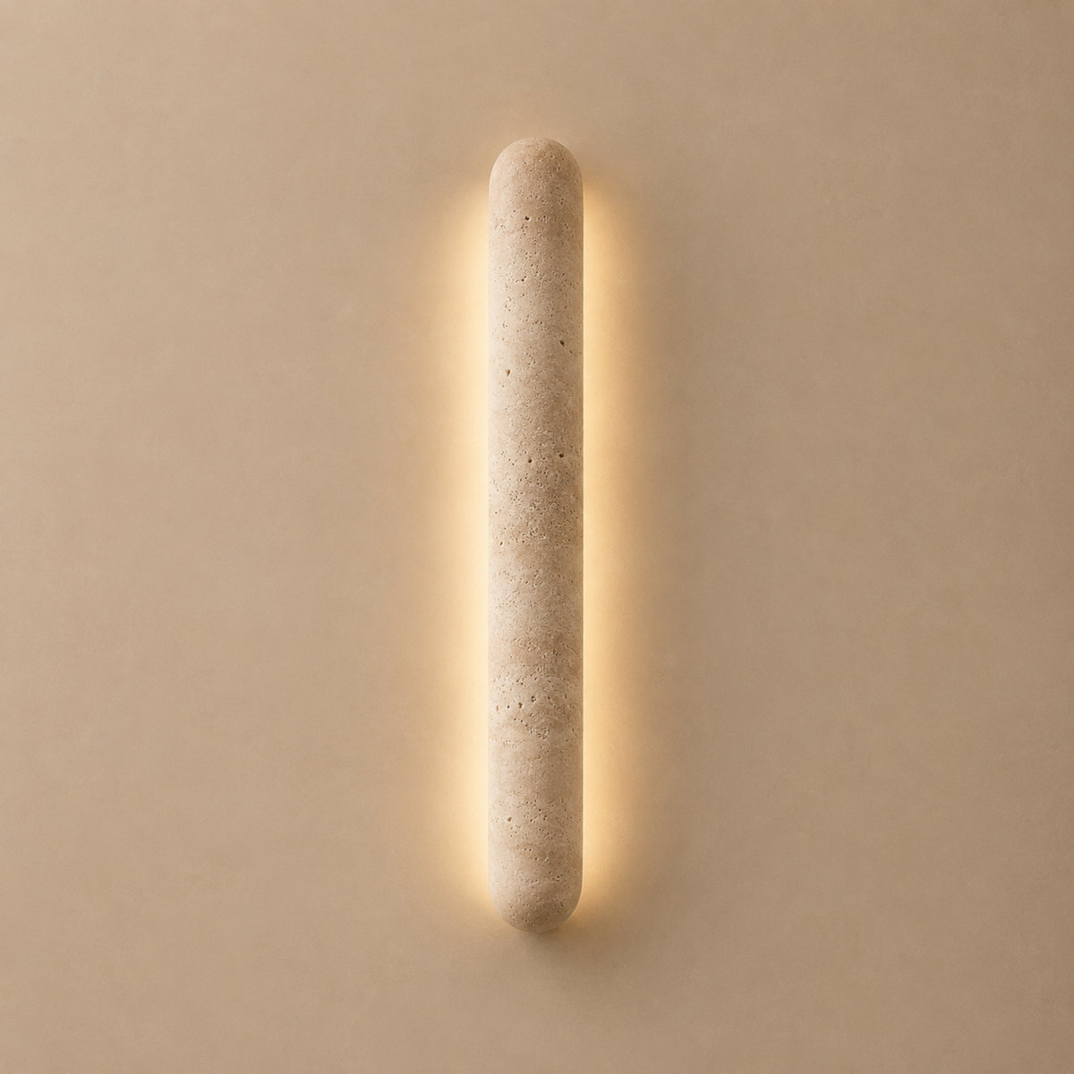 Applique murale cylindrique en pierre naturelle, LED à lumière chaude, travertin, éclairage architectural pour salon et couloir | Sansoti