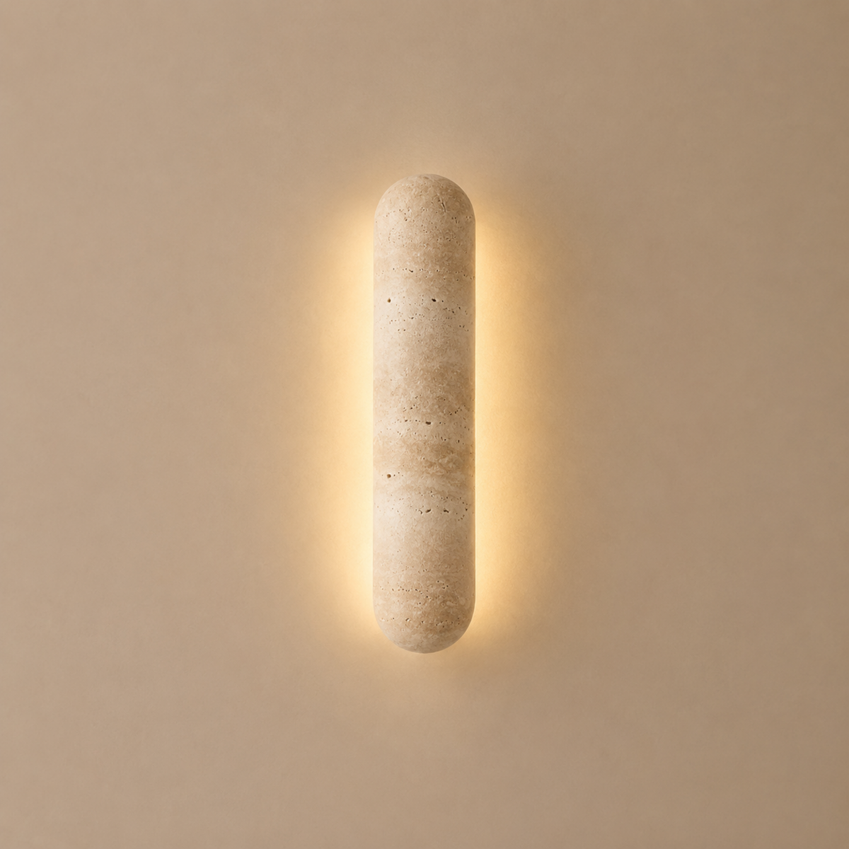 Applique murale cylindrique en pierre naturelle, LED à lumière chaude, travertin, éclairage architectural pour salon et couloir | Sansoti