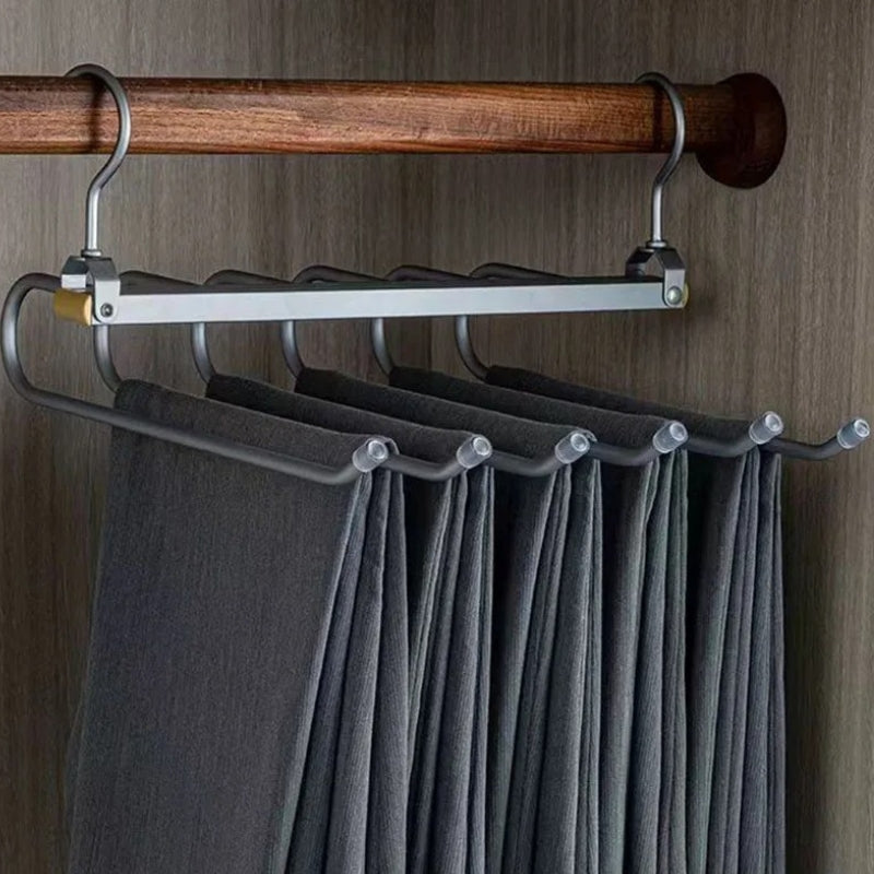Broekhanger aluminium 6 broeken goud ruimtebesparend kledinghanger kast organizer draaibare hanger anti slip broekhouder | Sansoti