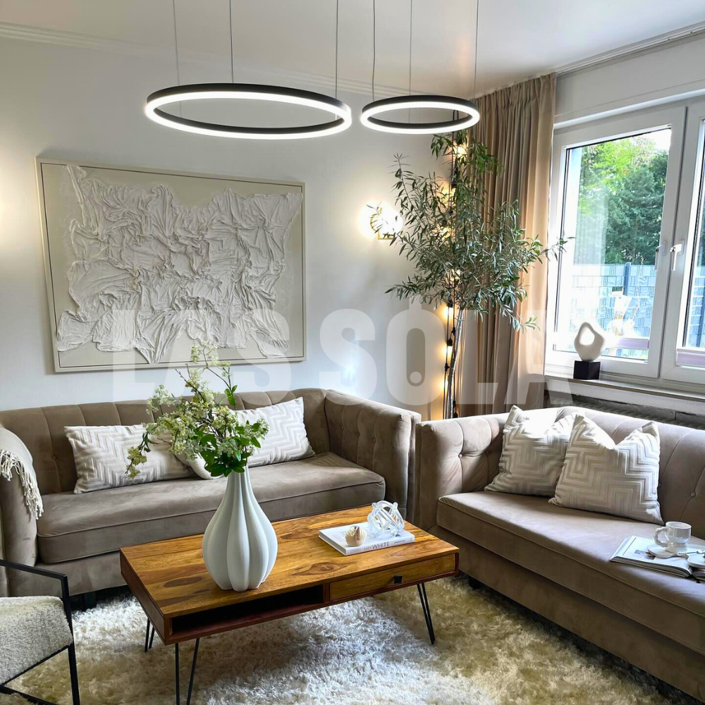 Modern Circular Pendant Light Metal LED Dimmable Black Gold Brown Living Room Dining Room Bedroom Adjustable | Sansoti