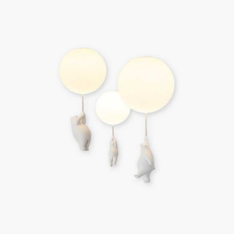 Verspielte LED-Deckenleuchte mit Bärenballon, Weiß, Kinderzimmer, Babyzimmer, Wohnbereich, Resina-Acryl, kreative Beleuchtung | Sansoti