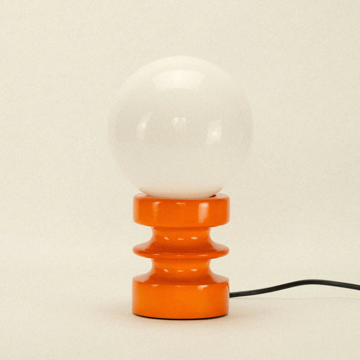 Lampe de table Bois massif Verre Vintage 28cm Vert Orange Rétro Éclairage d'ambiance Moderne | Restfield