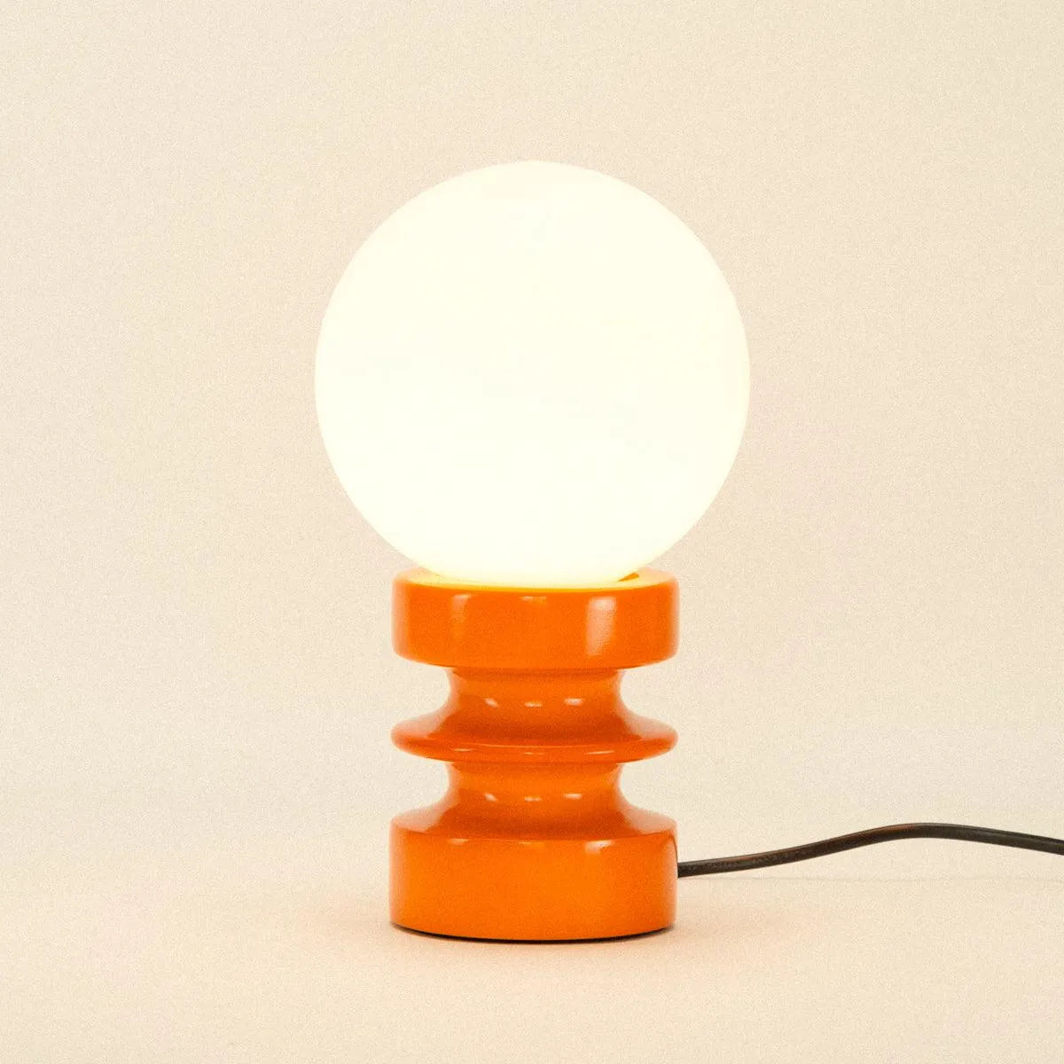 Lampe de table Bois massif Verre Vintage 28cm Vert Orange Rétro Éclairage d'ambiance Moderne | Restfield