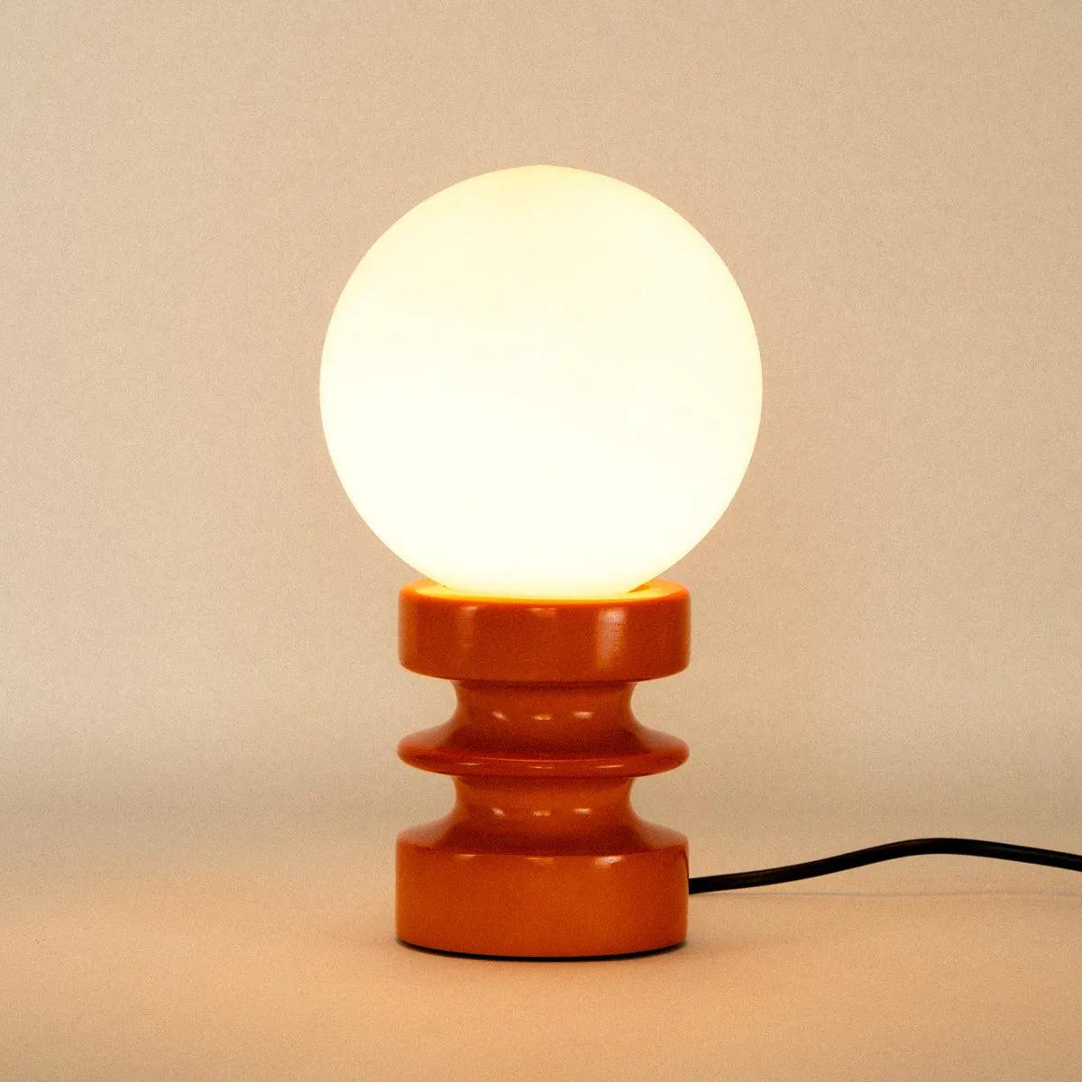 Lampe de table Bois massif Verre Vintage 28cm Vert Orange Rétro Éclairage d'ambiance Moderne | Restfield